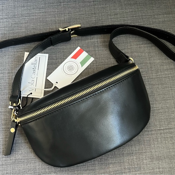 NWT VIOLA CASTELLANI FANNY PACK BAG ON THE BELT ITALIAN LEATHER - Picture 1 of 16